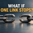 Broken chain illustrating supplier disruption, supply chain dependency and business resilience.